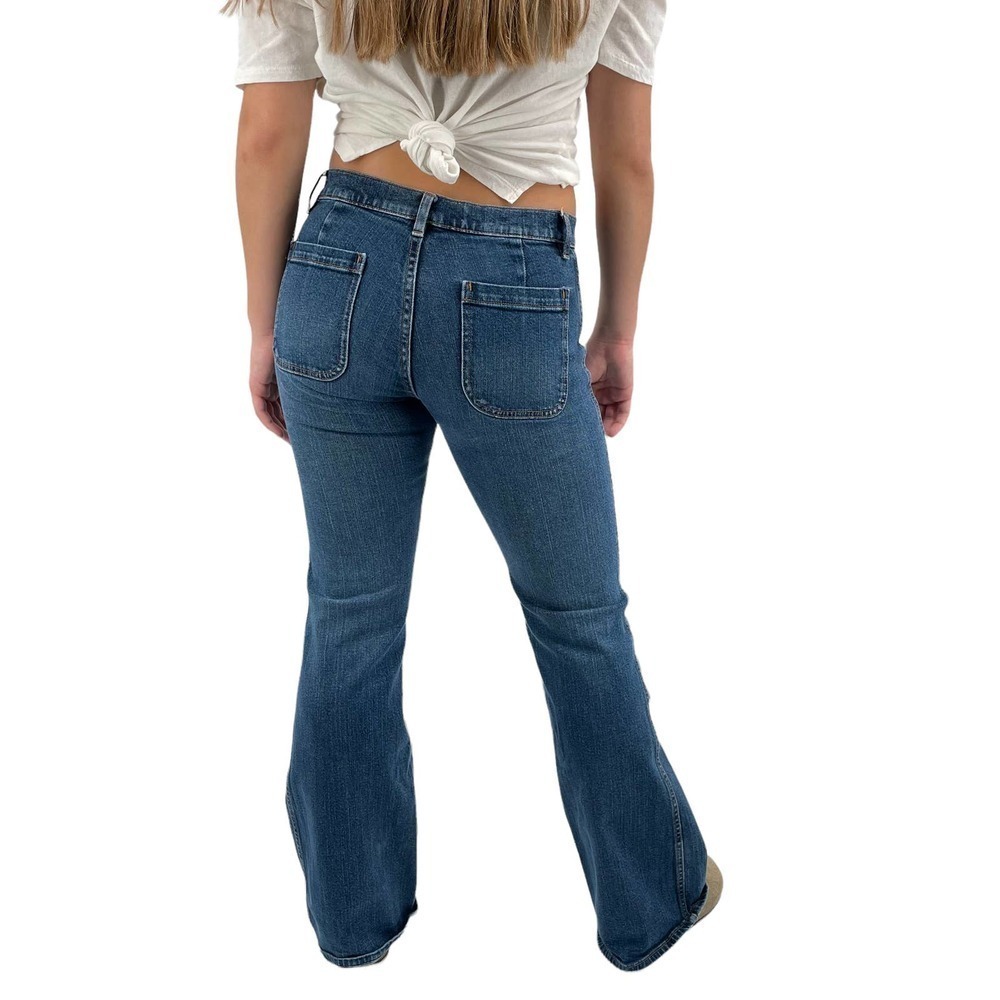 Vintage Y2K GAP Flare Leg Jeans Mid/Low Rise 2% Spandex Medium Blue | Size 4 - Picture 5 of 10